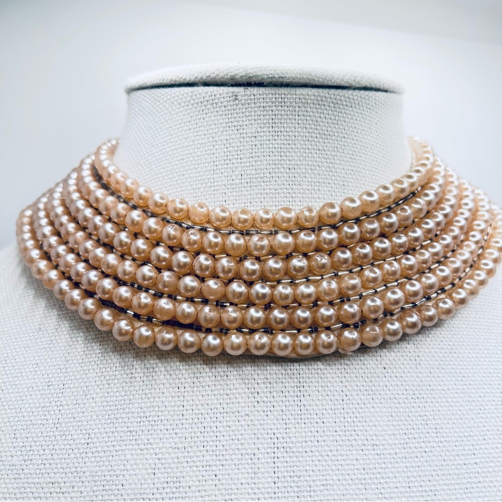 Six Row Elegant Pearl Collar Made In Japan
